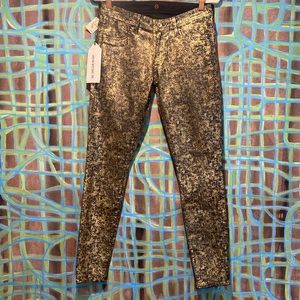 The Sinclair MFGRP Coe the Fixed in GOLDEN WOLF metallic coated jeans SIZE 28